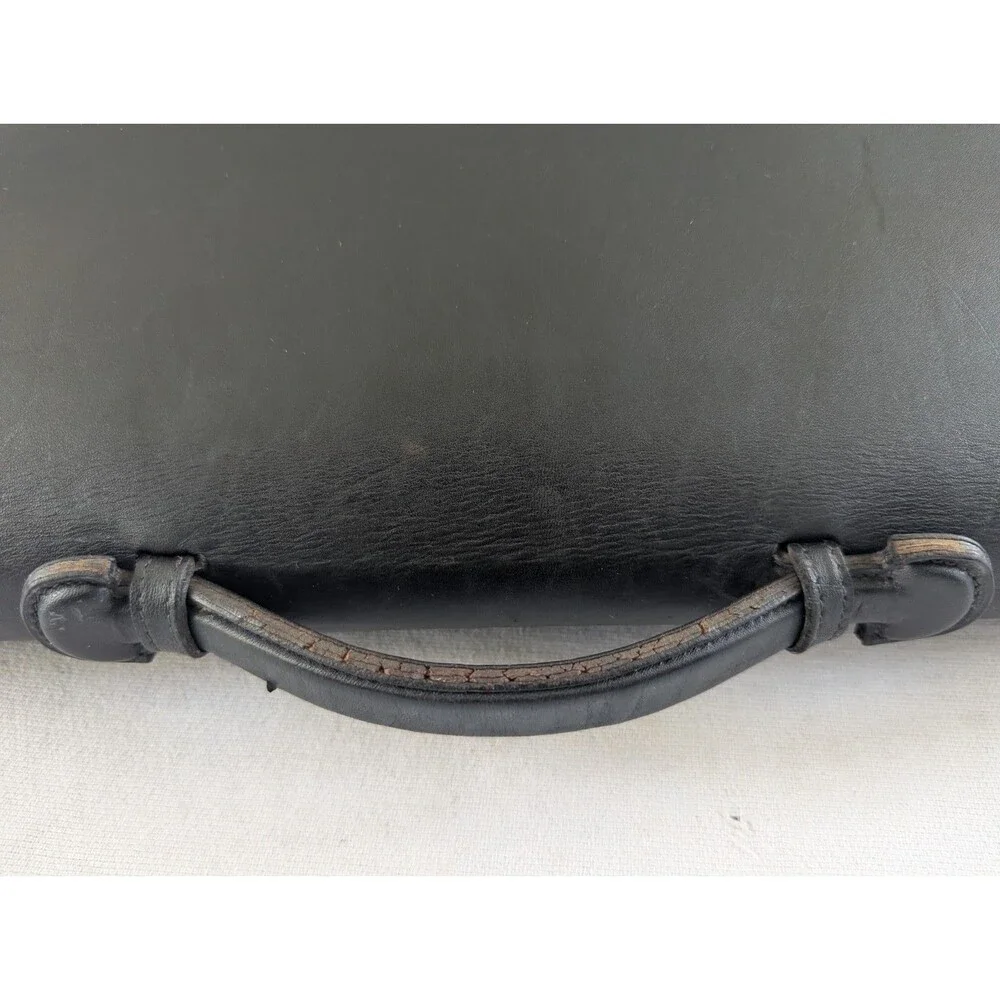 Vintage Gucci Black Leather Briefcase Satchel Attache Push Lock Made in Italy